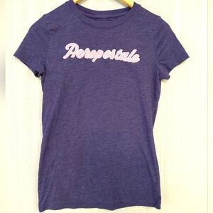 AEROPOSTALE blue Casual T-Shirt with Pink Logo Classic Crew